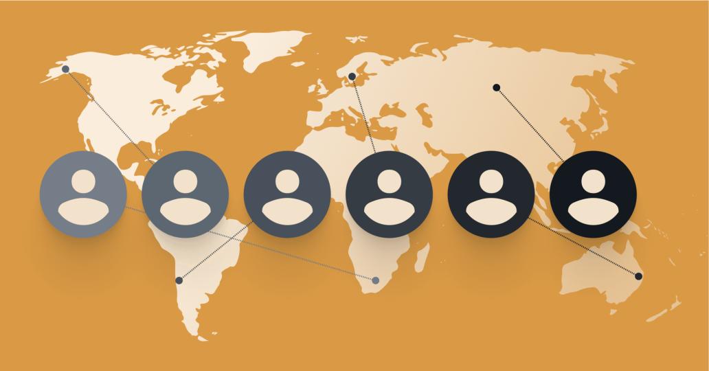 A stylized world map with interconnected user icons representing global localization, international collaboration, and distributed teams. The design emphasizes WordPress localization, worldwide accessibility, and global digital experiences.