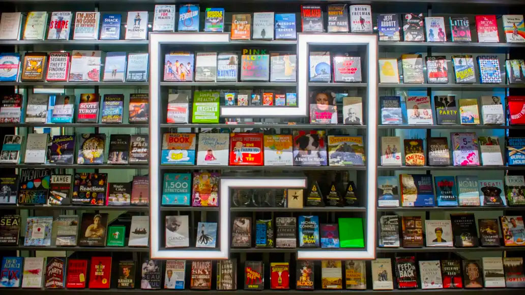 Hachette bookcase and showroom