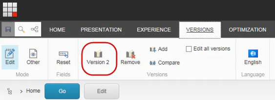 Sitecore’s versioning interface shows the version of the content you’re currently editing.