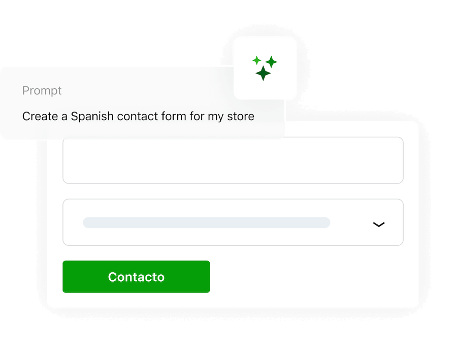 The Jetpack AI tool shows a prompt to generate a Spanish contact form.